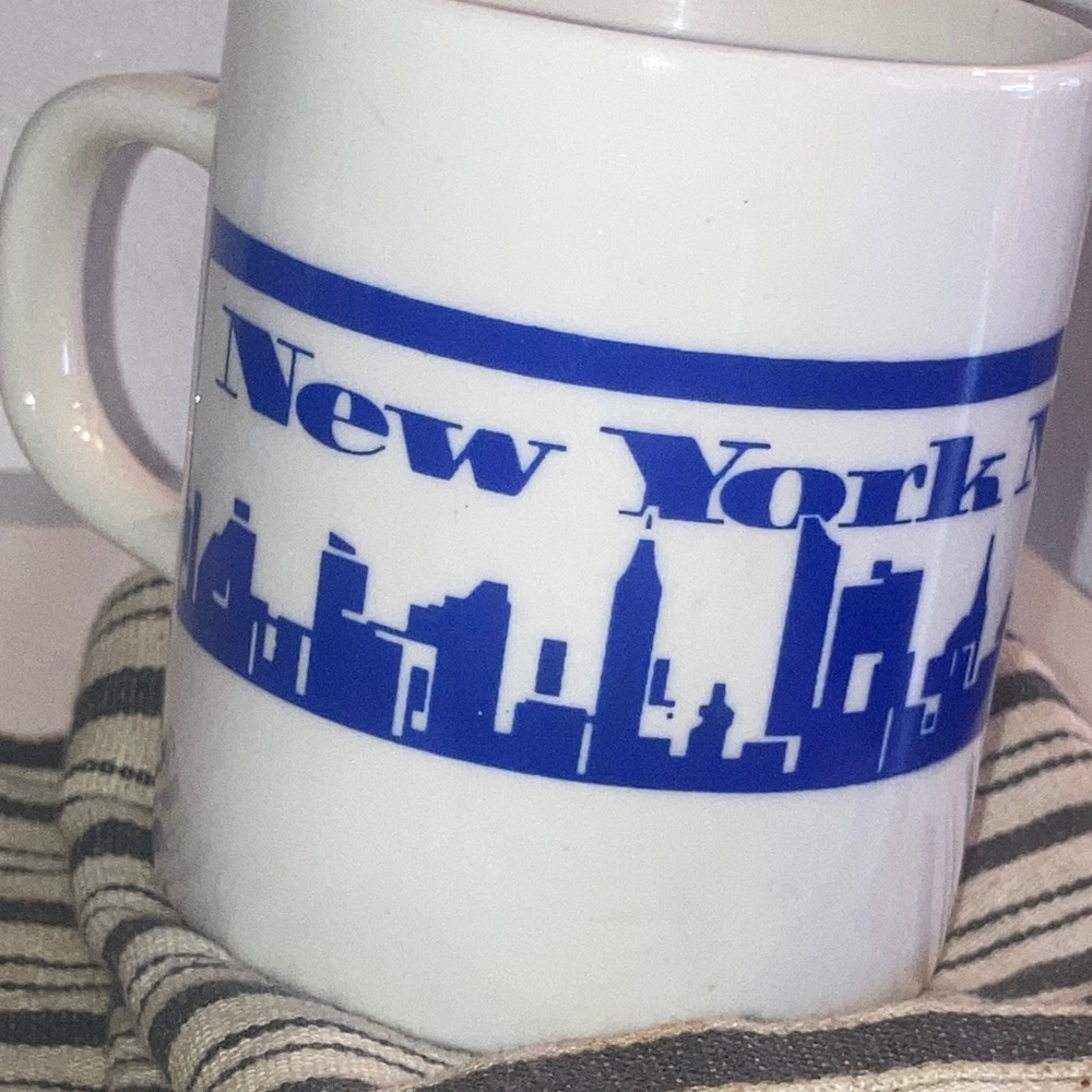 New York Skyline White and Blue Mug